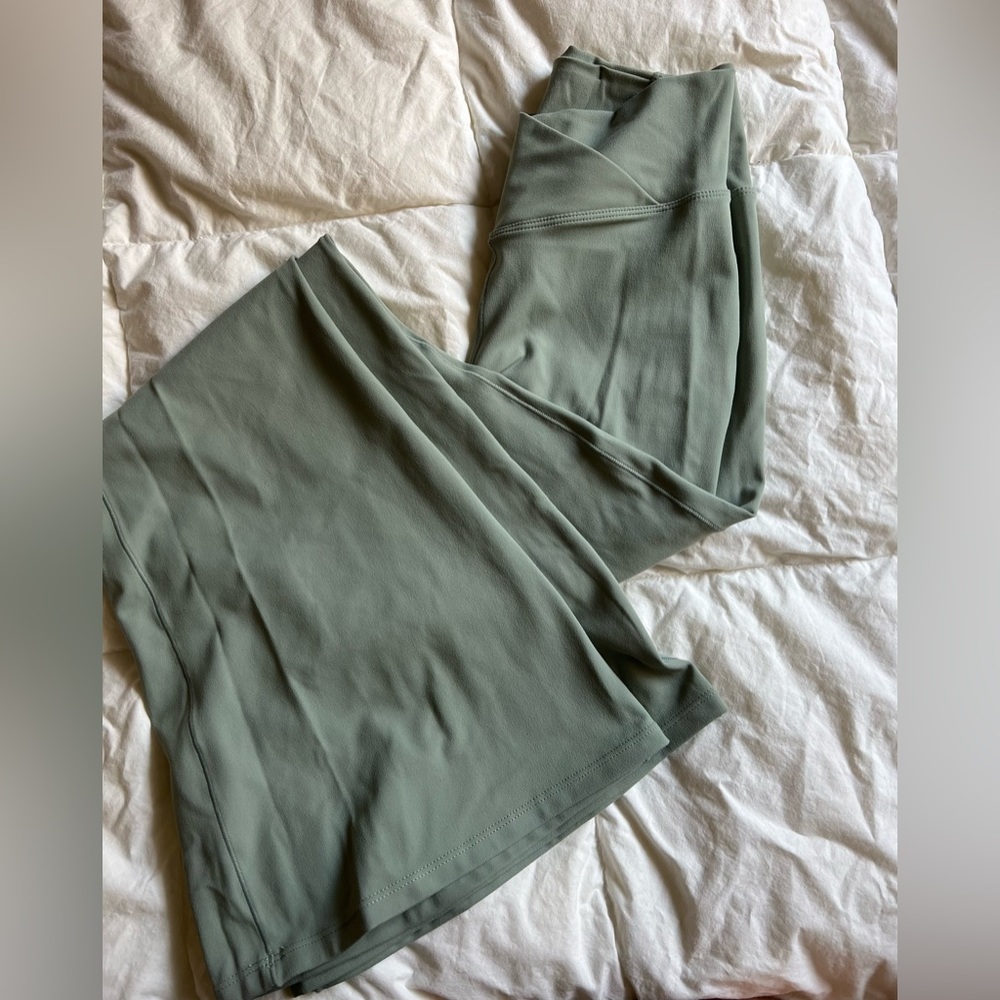 Sage Green Halara Flared Yoga Pants